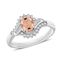 Luxoro Premium Pink Morganite and G-H I1 Diamond 1.06 ctw Ring in 14K White Gold (Size 10.0)