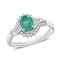 Luxoro Premium Kagem Zambian Emerald and G-H I1 Diamond 1.10 ctw Ring in 14K White Gold