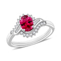 Luxoro Premium Ouro Fino Rubellite and G-H I1 Diamond 1.10 ctw Ring in 14K White Gold - Sticky add to cart bar