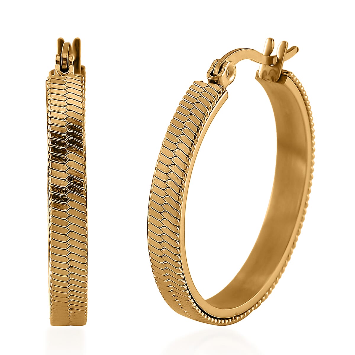 Snake Chain Hoop Earrings in ION Plated YG Stainless Steel