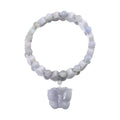 Natural Jade 300.00 ctw Beaded Stretch Bracelet with Butterfly Charm - Sticky add to cart bar