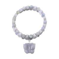 Natural Jade 300.00 ctw Beaded Stretch Bracelet with Butterfly Charm