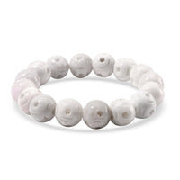 Natural Jade 240.00 ctw Carved Beaded Stretch Bracelet