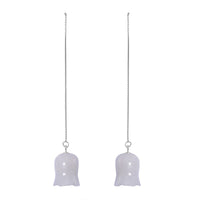 Natural Jade 25.00 ctw Carved Flower Drop Earrings in Rhodium Over Sterling Silver