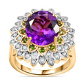 Moroccan Amethyst, Multi Gemstone Ring in 18K Vermeil YG Over Sterling Silver (Size 10.0) 5.00 ctw - Sticky add to cart bar