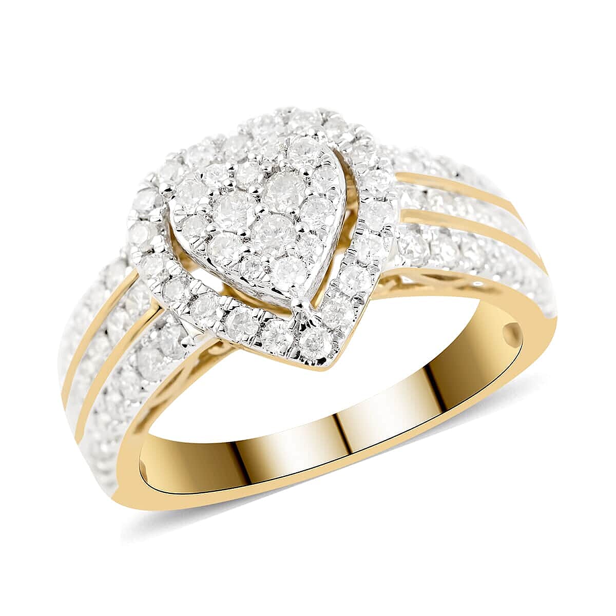 10K Yellow Gold G-H I2-I3 Diamond Heart Ring 4.50 Grams 1.00 ctw