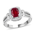 Niassa Ruby, White Zircon Ring in Rhodium Over Sterling Silver (Size 10.0) 2.90 ctw - Sticky add to cart bar