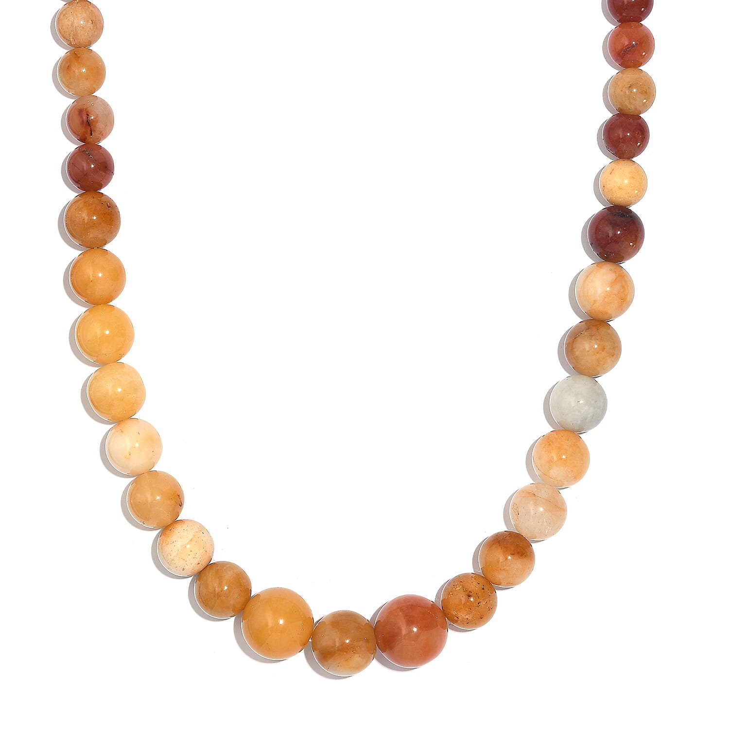 Honey Quartz and Jasper 359.00 ctw Beaded Necklace in Platinum Bond 20 Inches