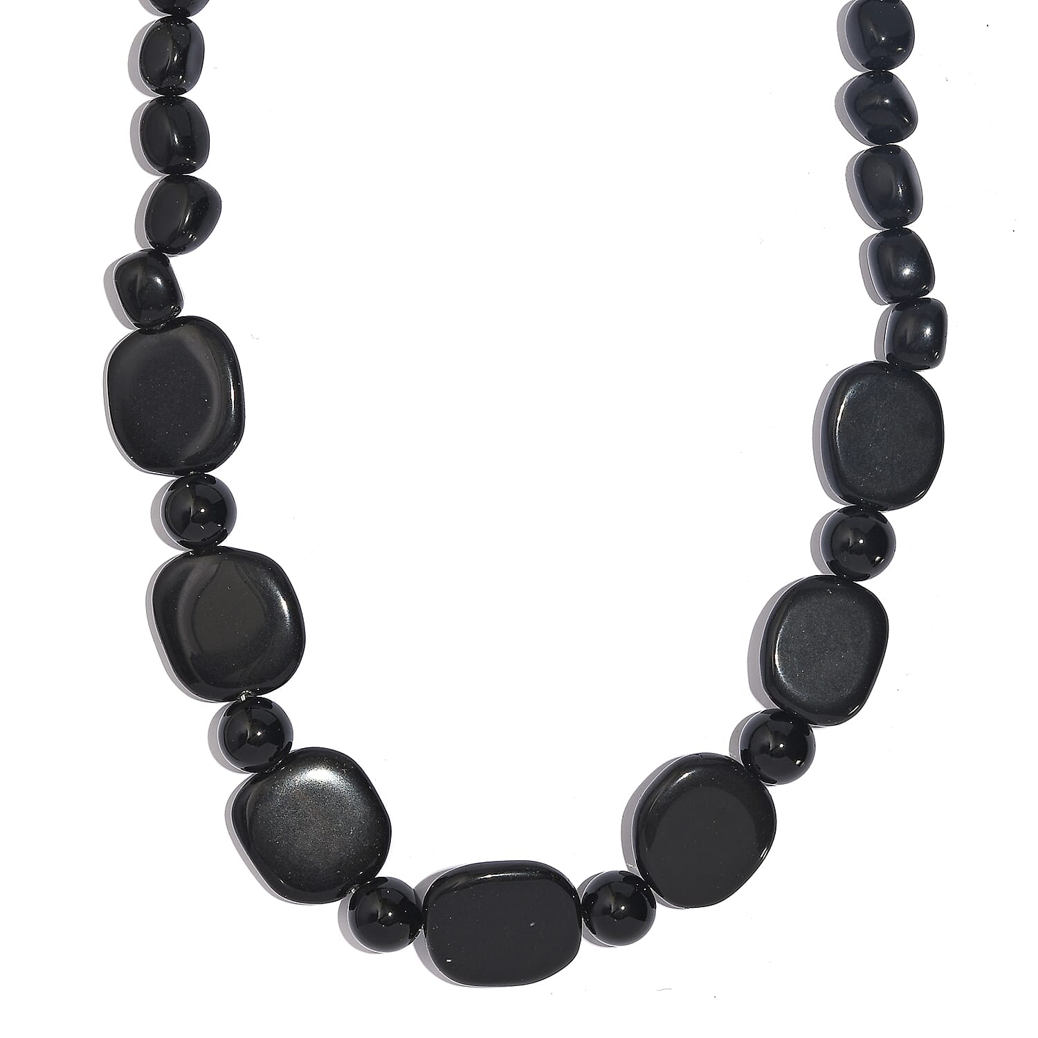 Black Agate 415.00 ctw Necklace in Platinum Bond 20 Inches