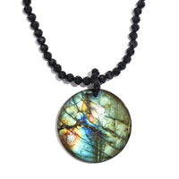 Malagasy Labradorite and Thai Black Spinel 68.00 ctw Beaded Necklace in Stainless Steel 20 Inches