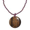 Tigers Eye and Rhodolite Garnet 77.00 ctw Beaded Necklace in Stainless Steel 20 Inches - Sticky add to cart bar