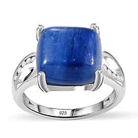 Kashmir Kyanite and White Zircon 7.60 ctw Ring in Platinum Over Sterling Silver (Size 11.5)