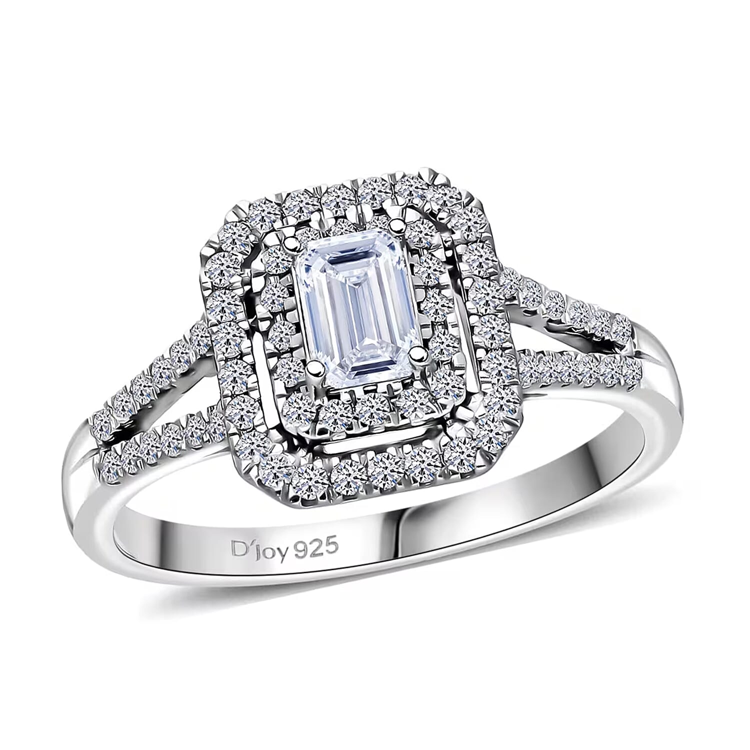 Luxuriant Lab Grown Diamond (G-H, SI) Split Shank Ring in Platinum Over Sterling Silver (Size 10.0) 1.00 ctw