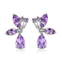 GP Trionfo Collection Premium Rose De France Amethyst 5.60 ctw Butterfly Earrings in Rhodium Over Sterling Silver