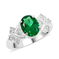 Simulated Emerald, Simulated Diamond Ring in Silvertone (Size 10.0) 2.10 ctw - Sticky add to cart bar