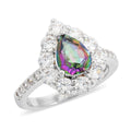Green Mystic Quartz, Simulated Diamond Ring in Silvertone (Size 6.0) 2.85 ctw - Sticky add to cart bar