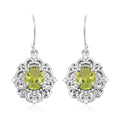 Simulated Peridot and Simulated Diamond 4.40 ctw Earrings in Silvertone - Sticky add to cart bar