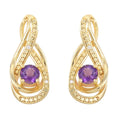 Simulated Amethyst and Simulated Diamond 2.00 ctw Infinity Knot Earrings in Goldtone - Sticky add to cart bar
