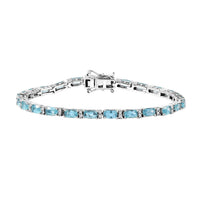 Betroka Blue Apatite and White Zircon 9.00 ctw Aqua Flow Bracelet in Rhodium Over Sterling Silver (7.25 In)