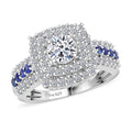 Luxuriant Lab Grown Diamond (E-F, VS), Blue Sapphire Ring in Platinum Over Sterling Silver (Size 10.0) 2.00 ctw - Sticky add to cart bar
