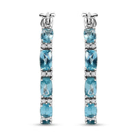 D'Joy Betroka Blue Apatite and White Zircon 5.25 ctw Aqua Flow Earrings in Rhodium Over Sterling Silver