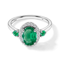 Luxoro Premium Kagem Zambian Emerald, Boyaca Colombian Emerald and G-H I1 Diamond Ring in 14K White Gold (Size 10.0) 1.55 ctw