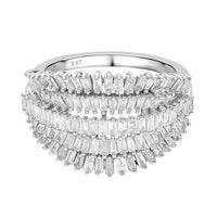 Diamond 1.00 ctw Floral Spray Ring in Platinum Over Sterling Silver (Size 10.0) (Del. in 8-10 Days)