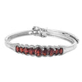 D'Joy Mozambique Garnet 7.25 ctw Bangle Bracelet in Stainless Steel (6.50 In) - Sticky add to cart bar