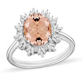 Luxoro Premium Marropino Morganite and G-H I1 Diamond Ring in 14K White Gold (Size 10.0) 4.30 Grams 2.95 ctw - Sticky add to cart bar