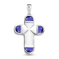 Tanzanite Color Quartz 2.00 ctw Cross Pendant without Chain in Platinum Over Sterling Silver - Sticky add to cart bar