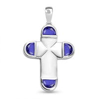 Tanzanite Color Quartz 2.00 ctw Cross Pendant without Chain in Platinum Over Sterling Silver