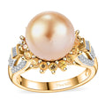 South Sea Golden Cultured Pearl and Multi Gemstone 1.35 ctw Floral Ring in 18K Vermeil Yellow Gold Over Sterling Silver (Size 7.0) - Sticky add to cart bar