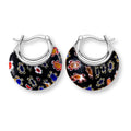 Blue Murano Style Crescent Moon Shape Earrings in Stainless Steel - Sticky add to cart bar