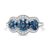 Doorbuster Blue Diamond (IR), Diamond Ring in Platinum Over Sterling Silver (Size 10.0) 1.00 ctw