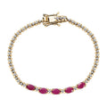 Premium Royal Ruby and White Zircon 4.15 ctw Clematis Floral Bracelet in 18K Vermeil Yellow Gold Over Sterling Silver (7.25 In) - Sticky add to cart bar