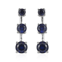 Lab Created Blue Sapphire Earrings in Stainless Steel 2.00 ctw