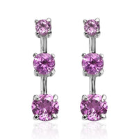Lab Created Blue Sapphire Earrings in Stainless Steel 2.00 ctw