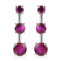 Lab Created Blue Sapphire Earrings in Stainless Steel 2.00 ctw