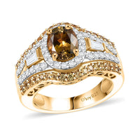 Doorbuster Premium Golden Tanzanite, Multi Gemstone Eternal Elegance Ring in 18K Vermeil YG Over Sterling Silver (Size 10.0) 4.40 ctw