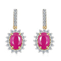 Luxoro AAA Royal Ruby and G-H I2 Diamond 2.60 ctw Sunburst Earrings in 10K Yellow Gold - Sticky add to cart bar