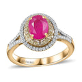 Certified & Appraised Luxoro AAA Royal Ruby, I2 Yellow and White Diamond 2.12 ctw Ring in 10K Yellow Gold 4.50 Grams - Sticky add to cart bar