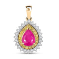 Certified & Appraised Luxoro AAA Royal Ruby, G-H I2 Yellow and White Diamond 1.93 ctw Pendant without Chain in 10K Yellow Gold - Sticky add to cart bar