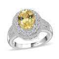 Brazilian Sunfire Beryl, Moissanite Cocktail Ring in Platinum Over Sterling Silver (Size 7.0) 2.65 ctw - Sticky add to cart bar