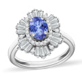 Tanzanite and White Zircon Ring in Rhodium Over Sterling Silver (Size 10.0) 2.85 ctw - Sticky add to cart bar
