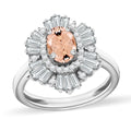 Luxoro Premium Marropino Morganite and G-H I1 Diamond 1.60 ctw Ring in 14K White Gold (Size 10.0) - Sticky add to cart bar