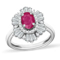 Luxoro Premium Mozambique Ruby and G-H I1 Diamond 1.85 ctw Snowflake Ring in 14K White Gold (Size 10.0) - Sticky add to cart bar