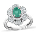 Luxoro Premium Kagem Zambian Emerald and G-H I1 Diamond 1.55 ctw Ring in 14K White Gold - Sticky add to cart bar