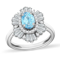 Luxoro Premium Mangoro Aquamarine and G-H I1 Diamond 1.60 ctw Ring in 14K White Gold (Size 10.0)