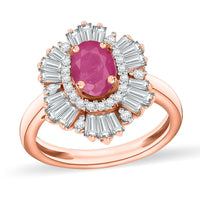 Luxoro Premium Mozambique Ruby and G-H I1 Diamond 1.85 ctw Snowflake Ring in 14K White Gold (Size 10.0)