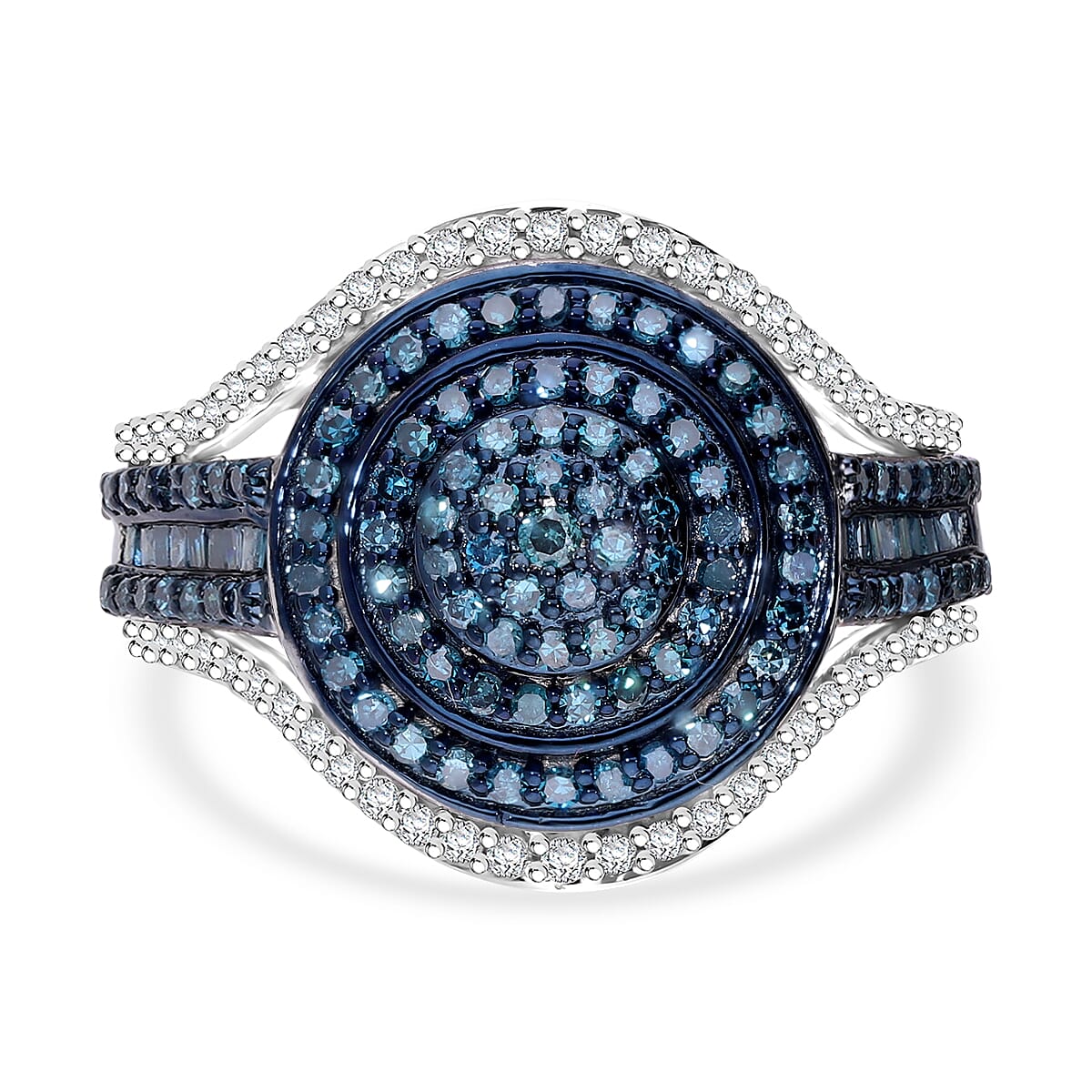 Diamond Geometric Halo Ring in Sterling Silver